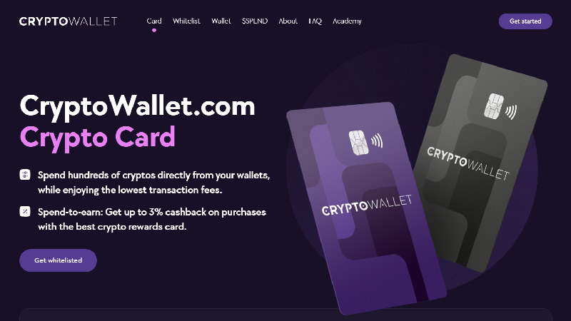 Cartão de débito CryptoWallet.com.

