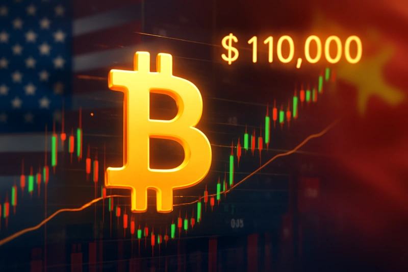 Bitcoin ultrapassa US$ 110.000 com progresso positivo nas negociações comerciais entre EUA e China